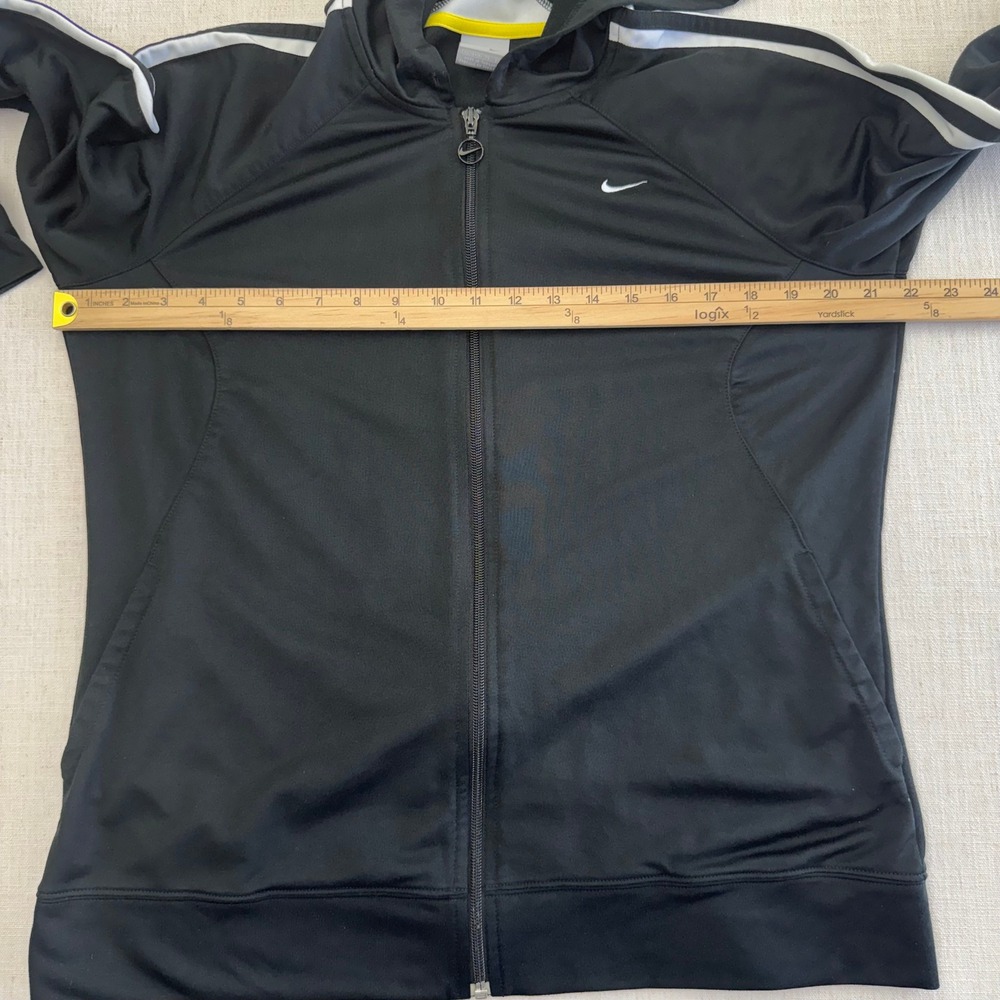 Nike Womens XL Full Zip Hooded Track Jacket Black White Stripe Athletic RN56323 - Picture 4 of 15